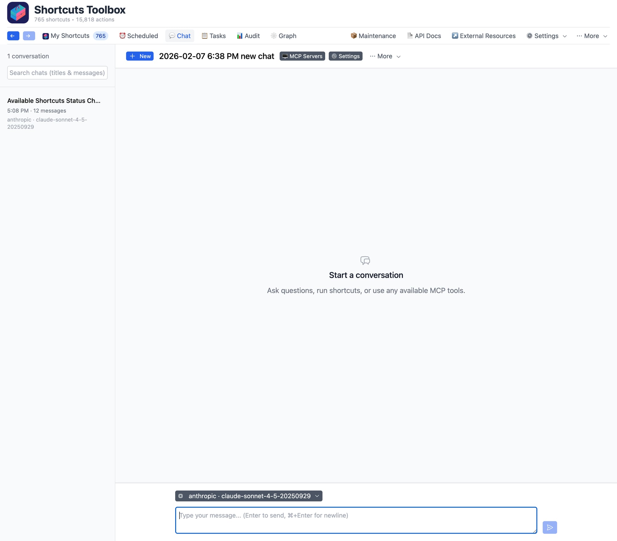 AI Chat interface with tool calls and confirmations